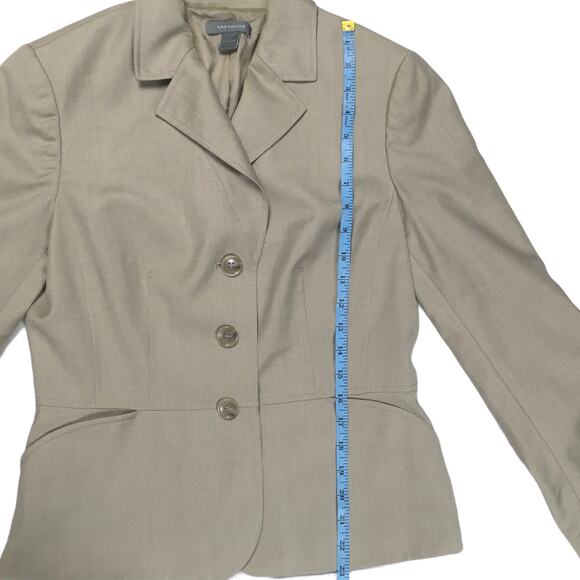 Ann Taylor Blazer Tan Three Button Suit Jacket Peplum Women's 6 Career Work - Picture 5 of 9